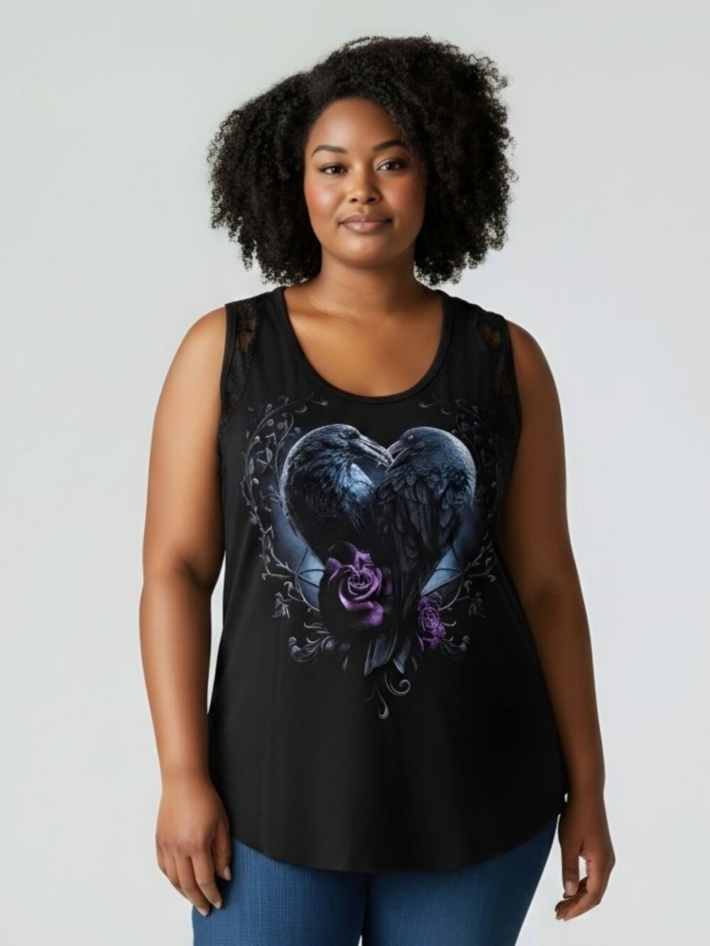 Spiral Direct ✦ Raven Heart Lace High‑Low Tank Top ✦ Black Gothic Sleeveless XXL